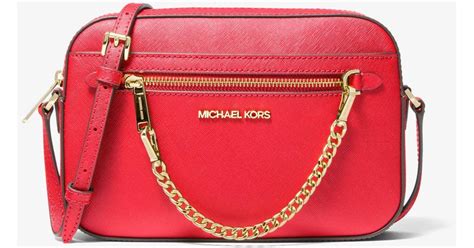 Michael Kors Dk Sangria Red Jet Set leather Large Quarter